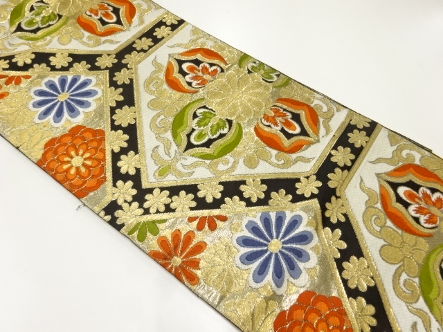 アンティーク　花亀甲織出し袋帯（材料）